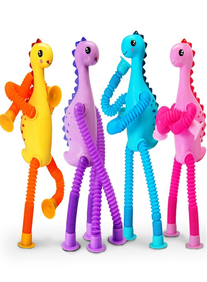 CHESLICR 4Pcs Dinosaur Valentines Day Gift for Kids Classroom Airplane Travel Toys for Toddlers Kid Boys Girls Sensory Suction Tube ADHD Autism Road Trip Car Activities Essential Stocking Stuffers Gifts - Image 1